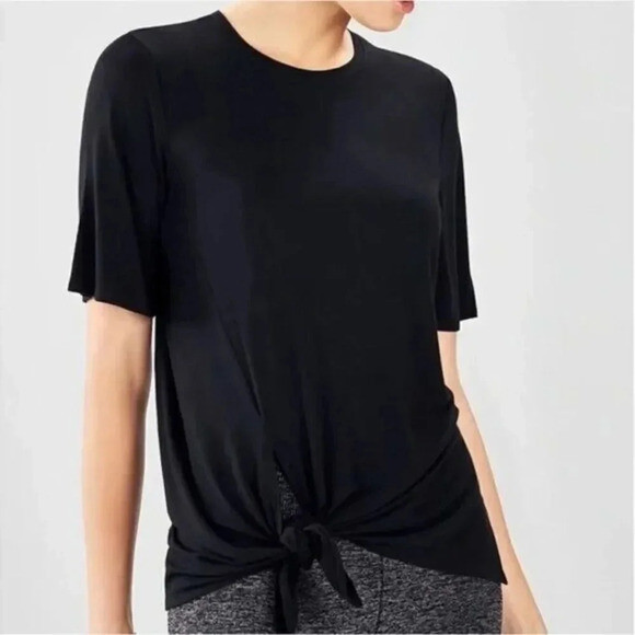 Fabletics Black Tie Front Alia Relaxed Fit Athletic T-Shirt S - Picture 1 of 5